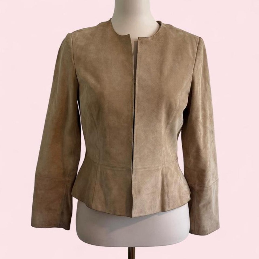 Vintage Tan‎ Genuine Leather Suede Cropped Jacket